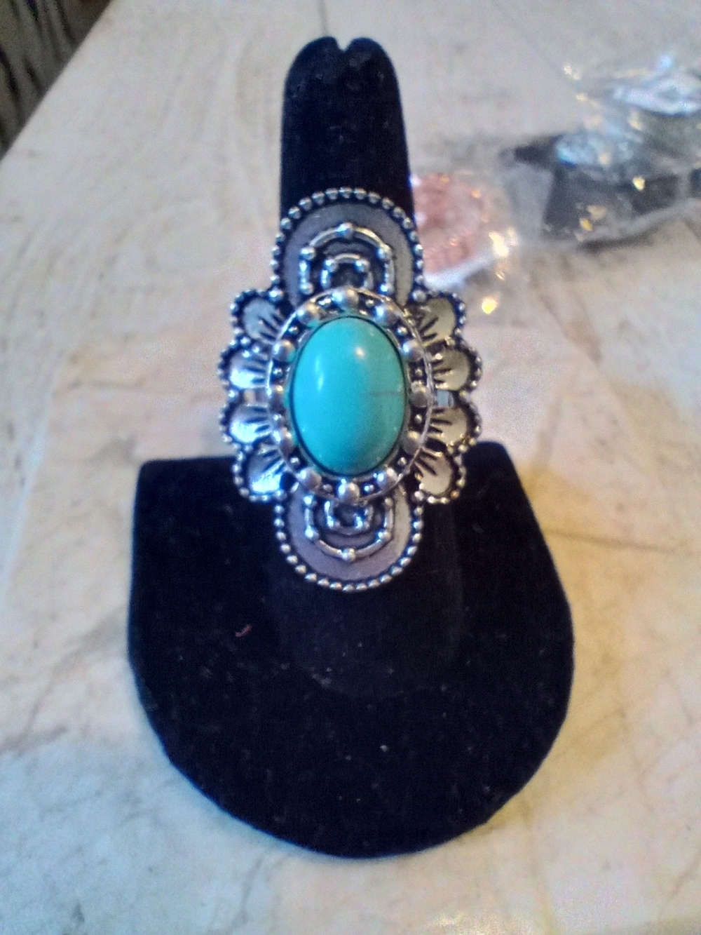 Faux Turquoise Oval Statement Ring - Women Jewelry